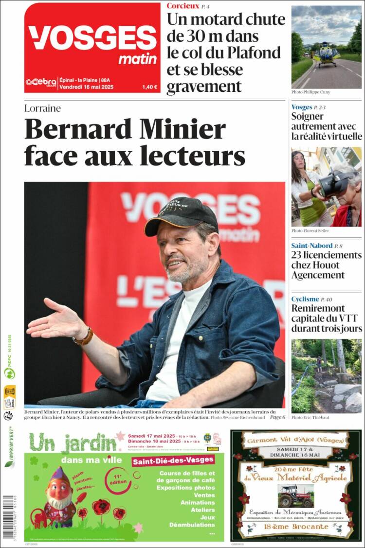 Portada de Vosges Matin (Francia)