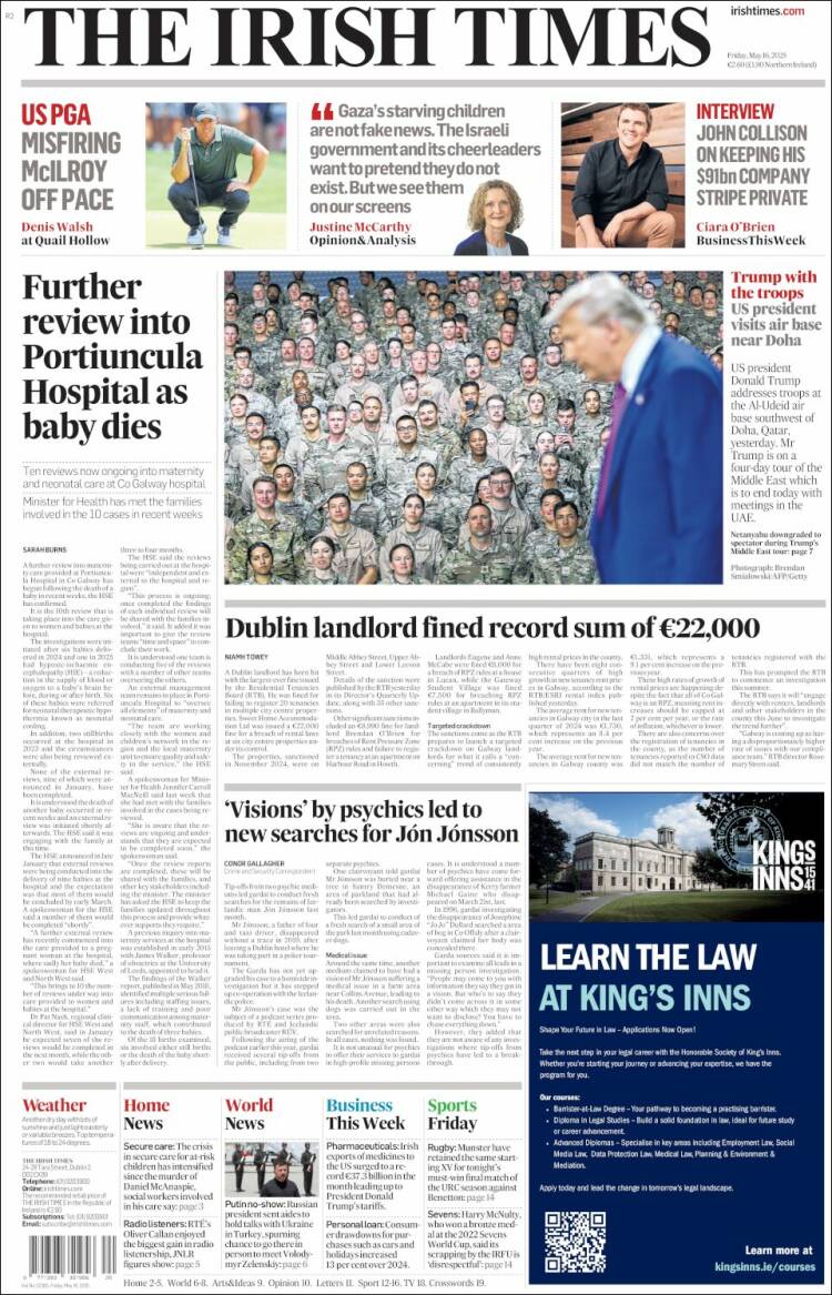 Portada de Irish Times (Irlanda)
