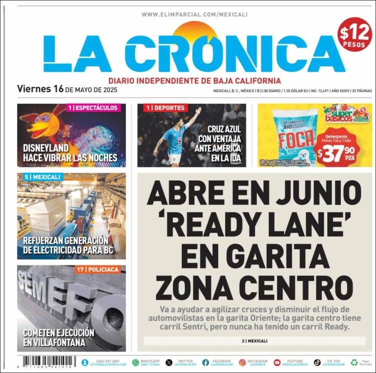 Portada de La Crónica de Baja California (Mexique)