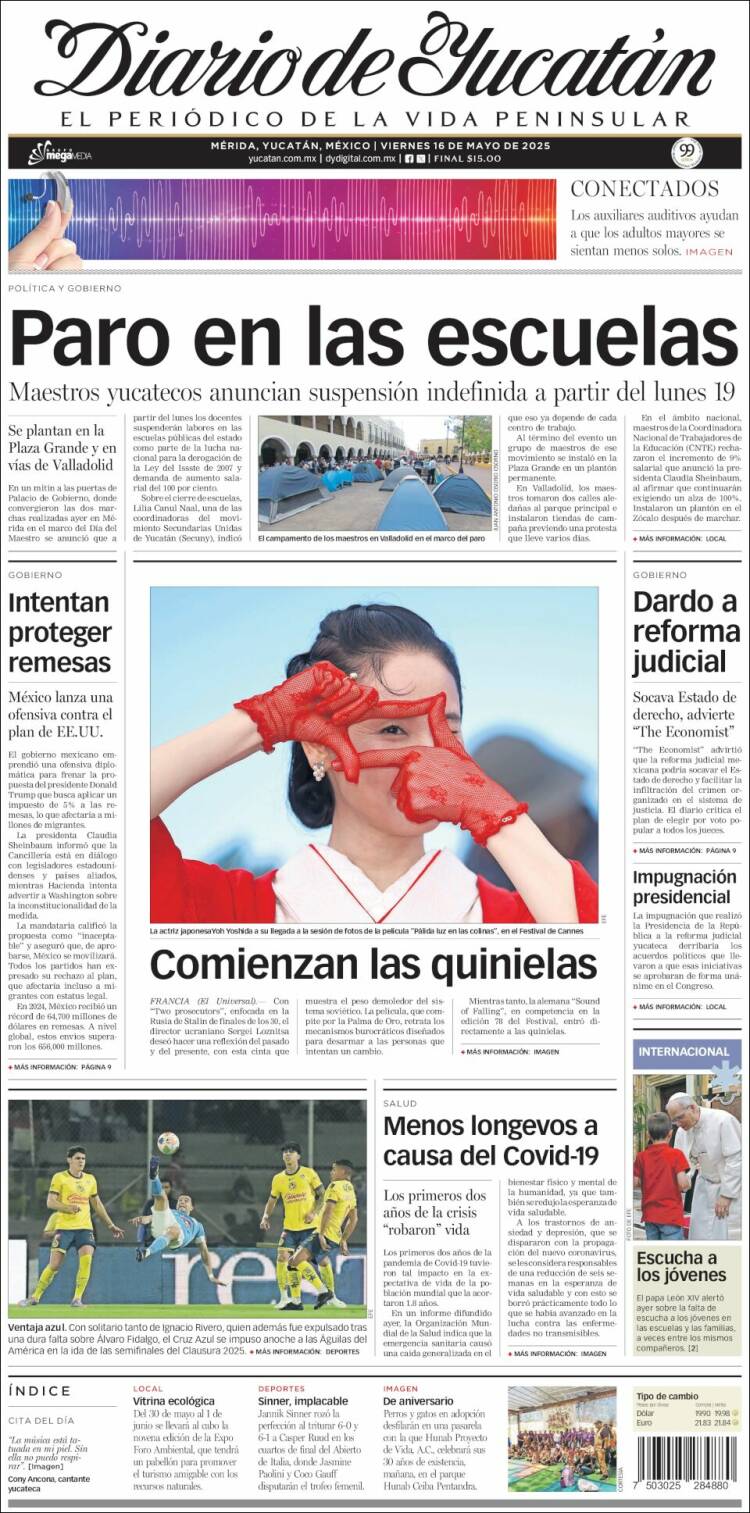 Portada de Diario de Yucatán (Mexique)
