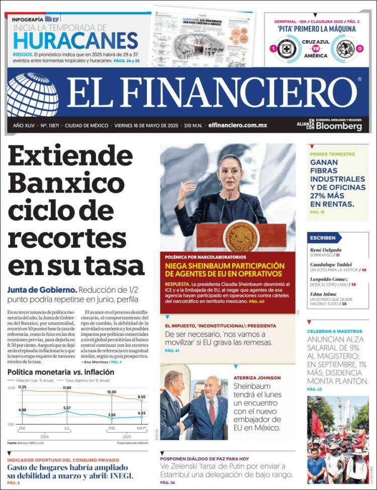 Portada de El Financiero (Mexique)