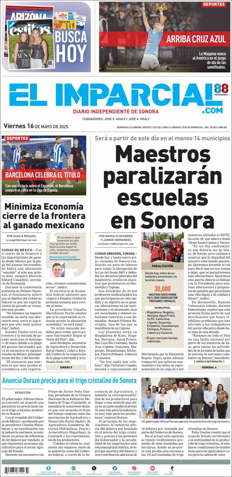 Portada de El Imparcial (Mexique)