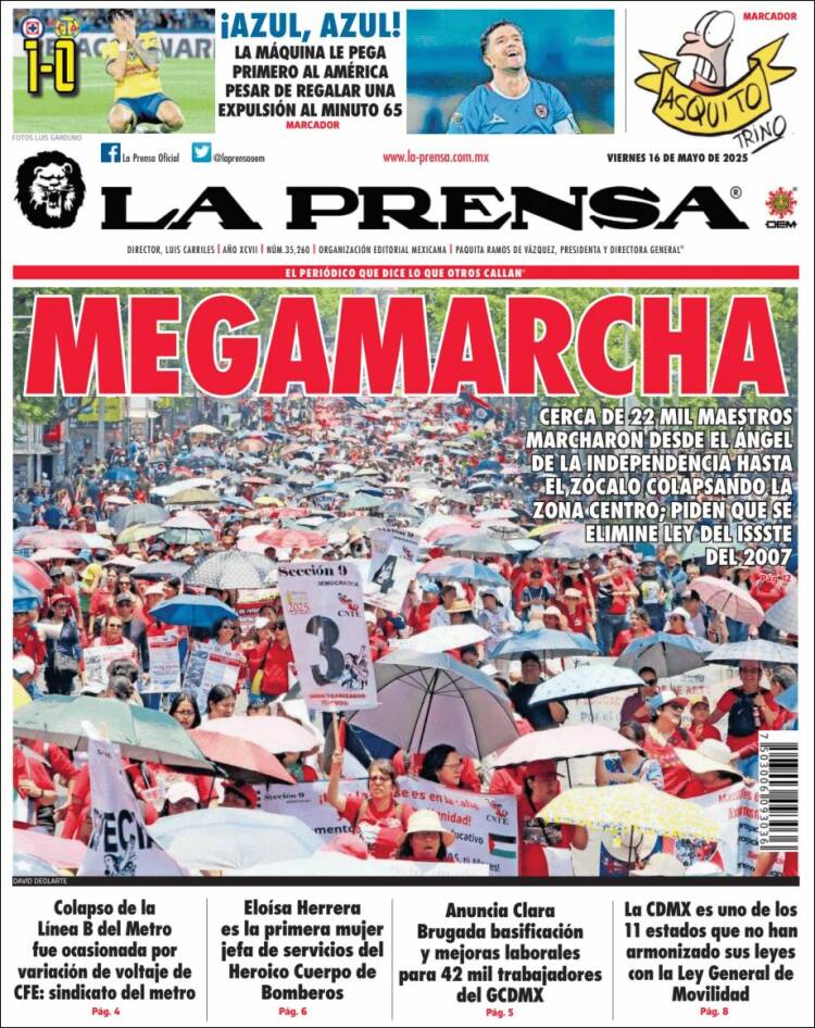 Portada de La Prensa (Mexique)