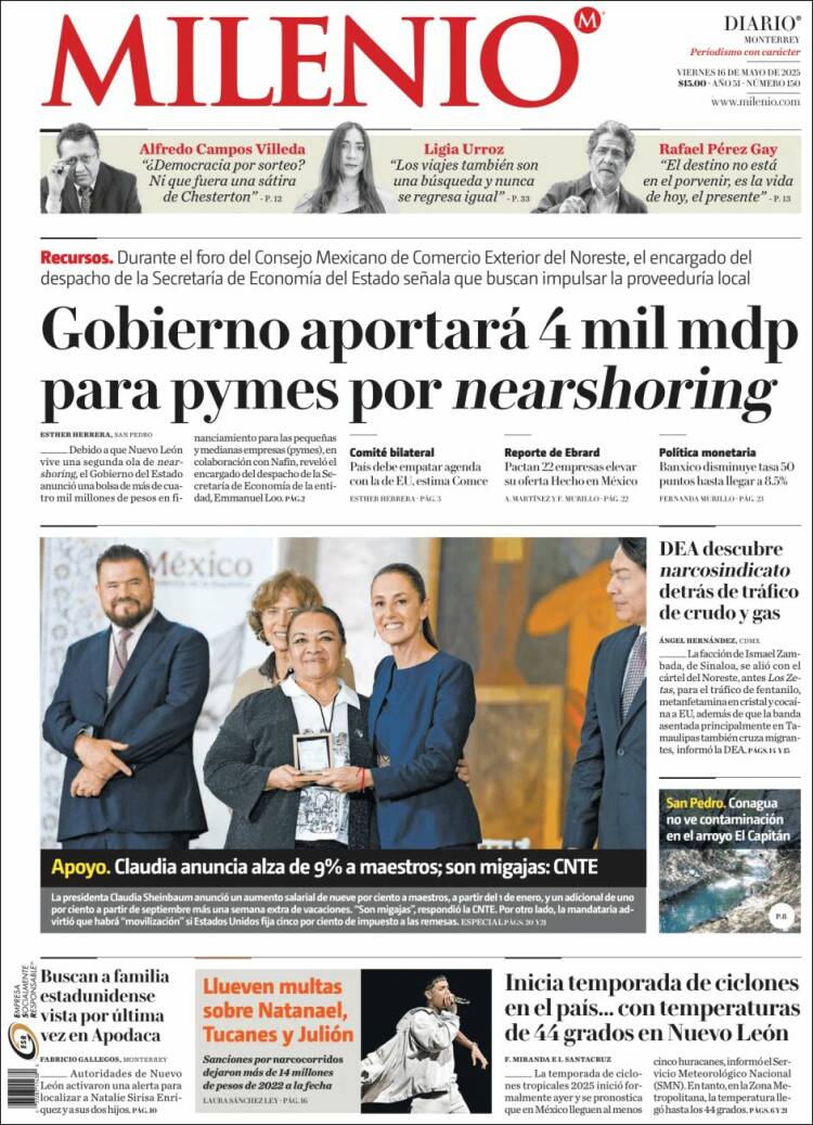 Portada de Milenio de Monterrey (Mexique)