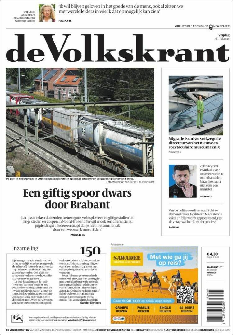 Portada de De Volkskrant (Pays-Bas)