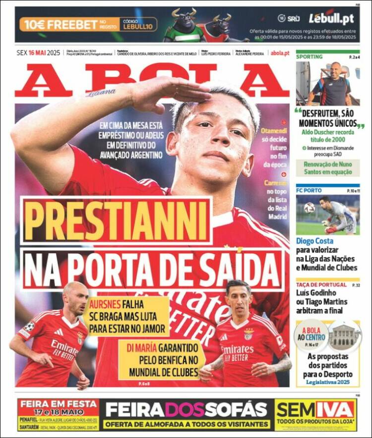 Portada de A Bola (Portugal)