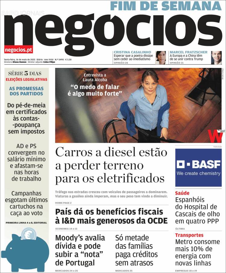Portada de Jornal de Negócios (Portugal)