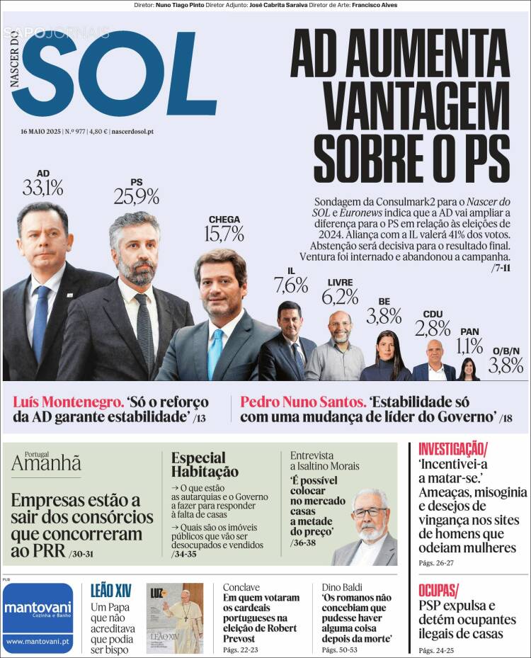 Portada de Jornal Sol (Portugal)