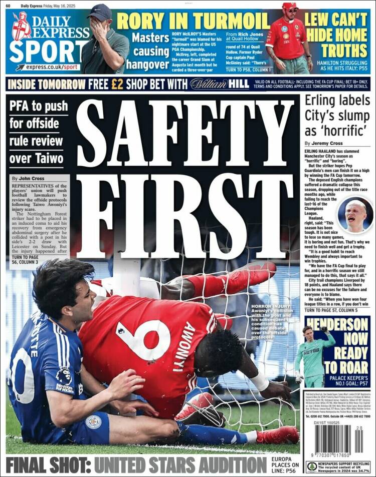 Portada de Express Sport (Reino Unido)