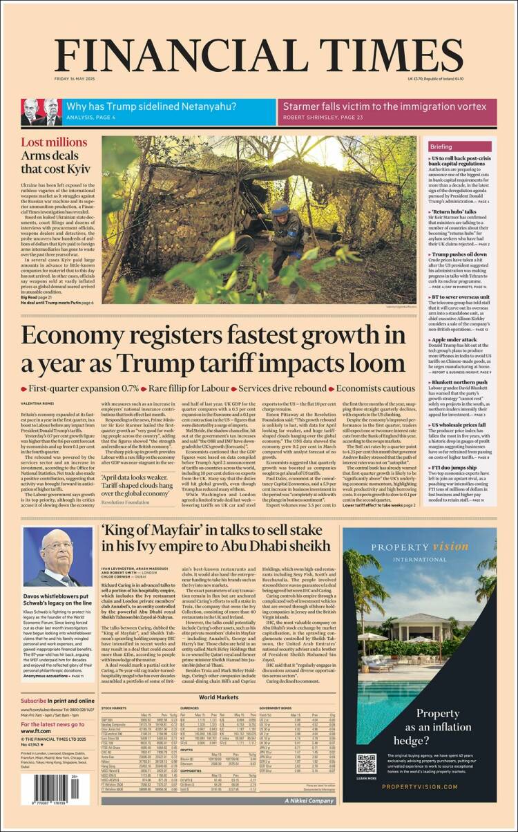 Portada de Financial Times (Reino Unido)