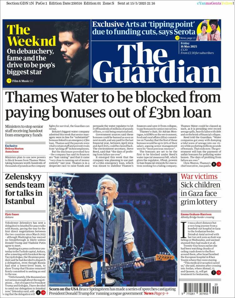 Portada de The Guardian (Reino Unido)