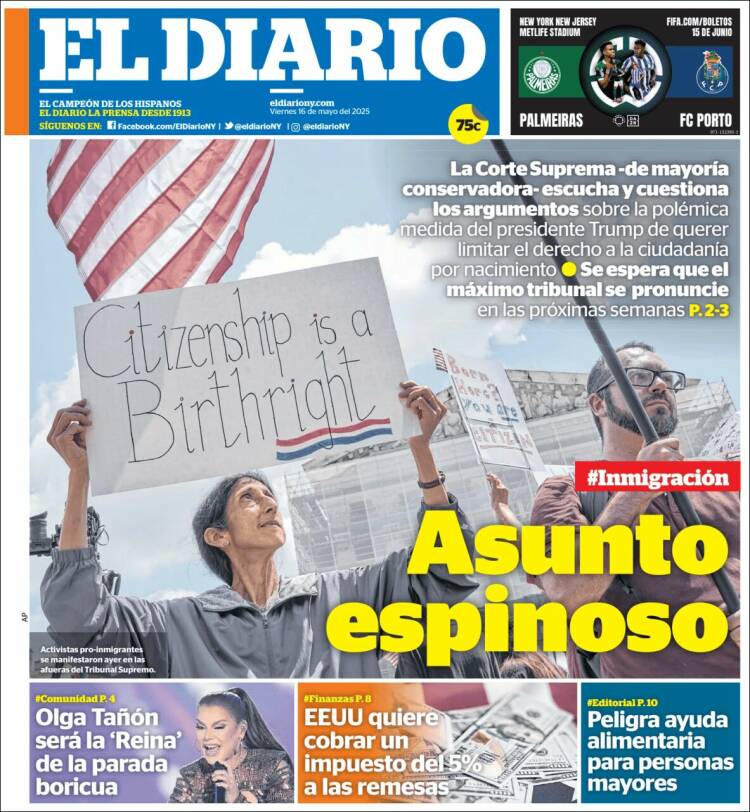 Portada de El Diario NY (USA)