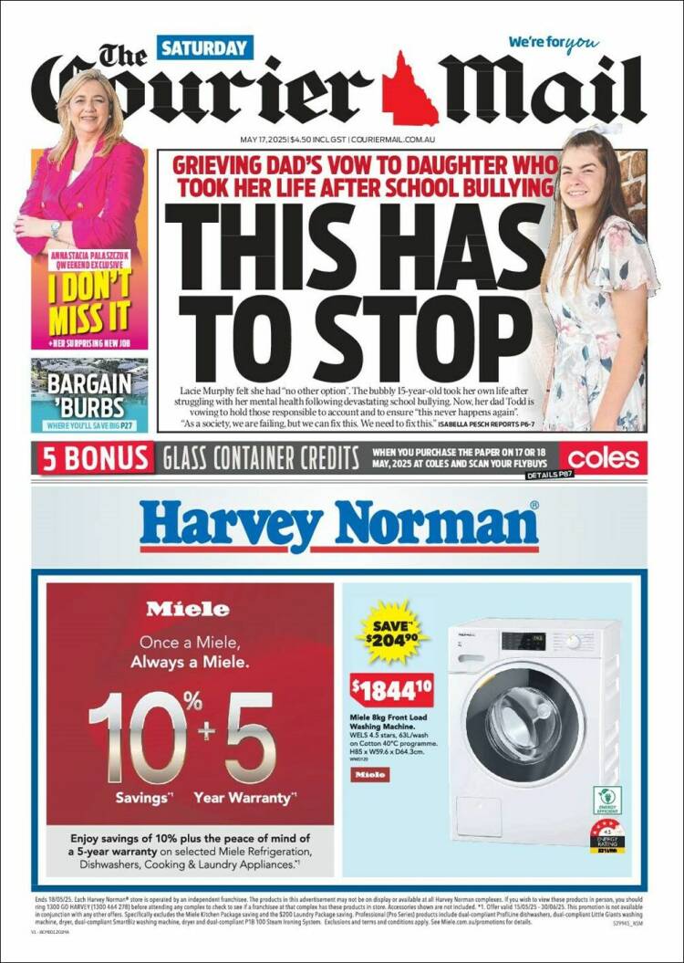 Portada de The Courier-Mail (Australia)
