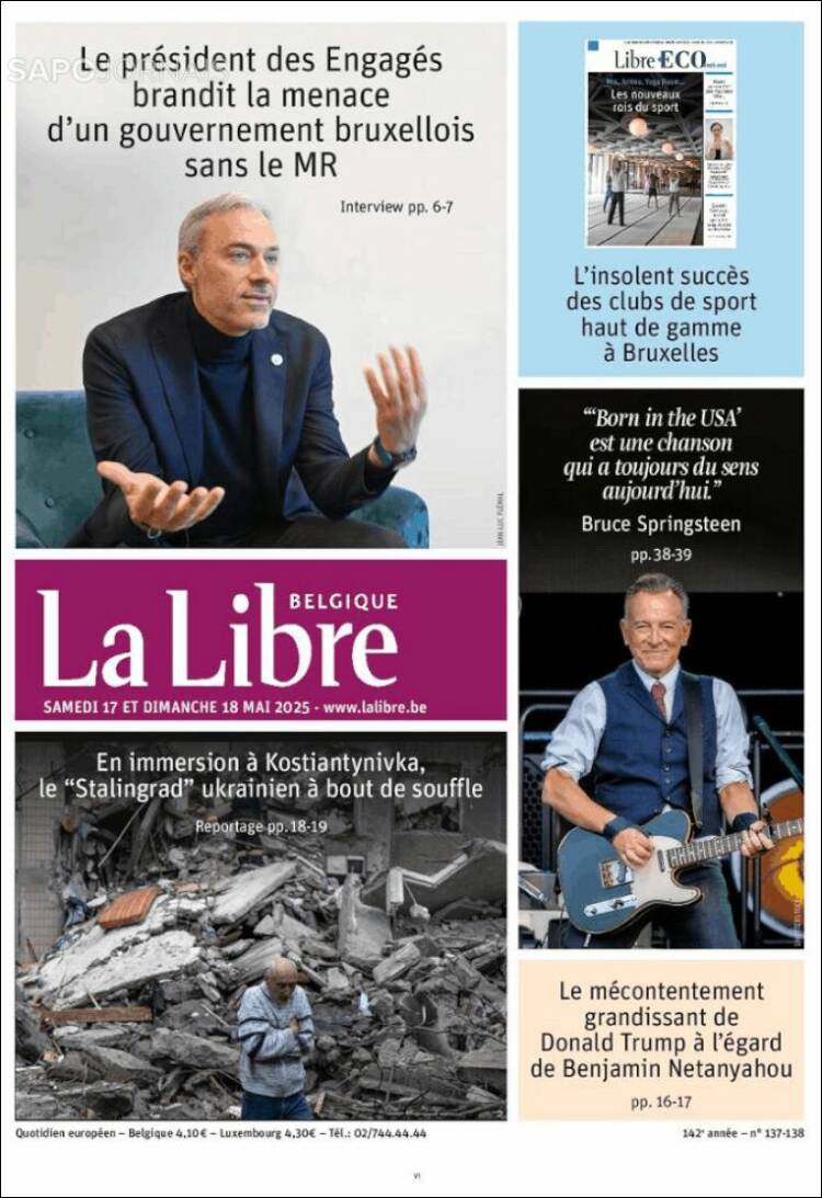 Portada de La Libre.be (B&eacute;lgica)