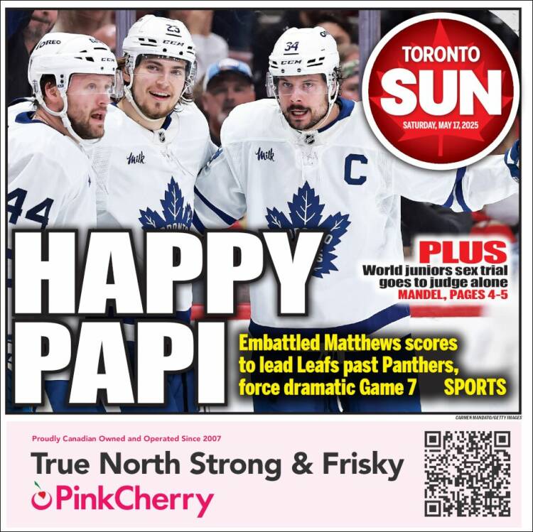 Portada de The Toronto Sun (Canadá)