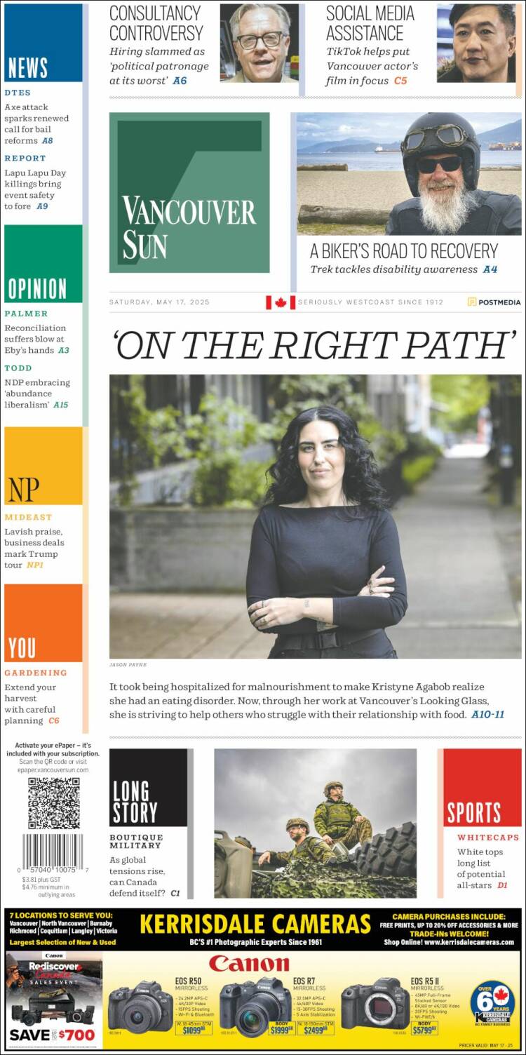 Portada de The Vancouver Sun (Canadá)