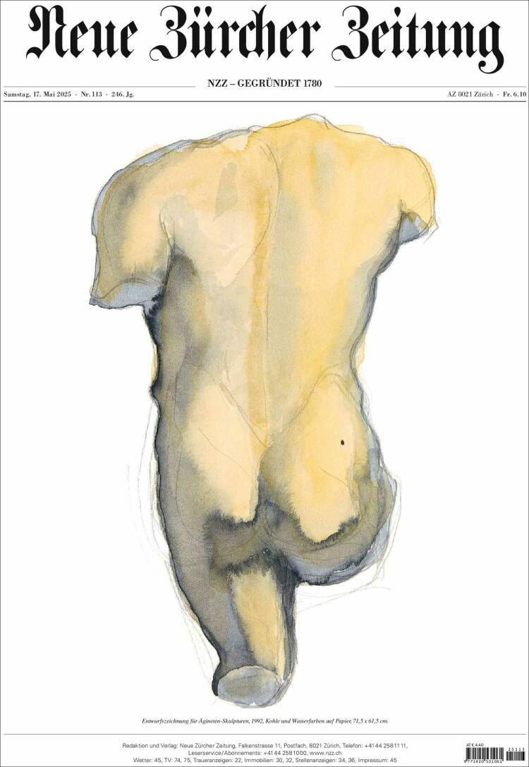 Portada de Neue Zürcher Zeitung (Suisse)