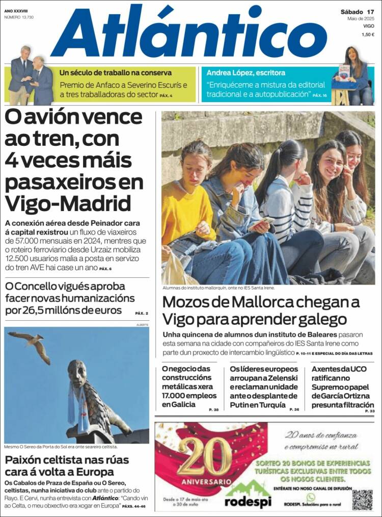 Portada de Atlántico Diario (Espagne)