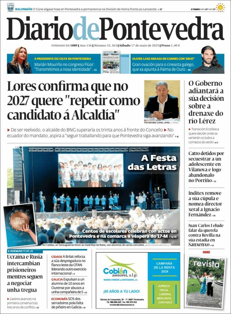 Portada de Diario de Pontevedra (Espagne)