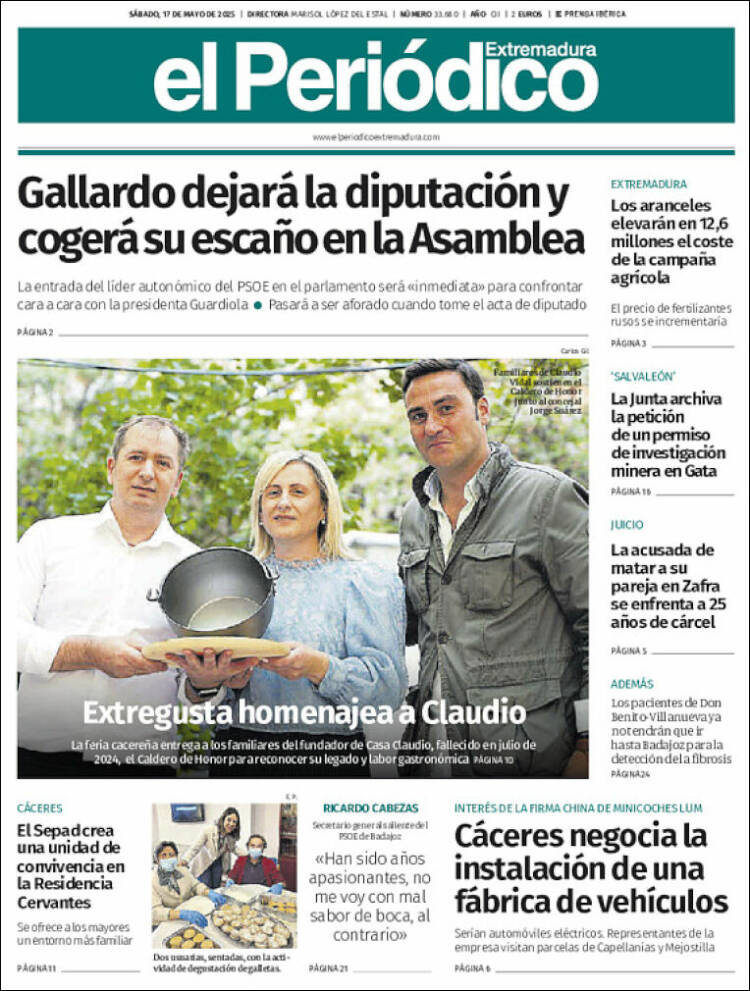 Portada de El Periódico de Extremadura (Espagne)