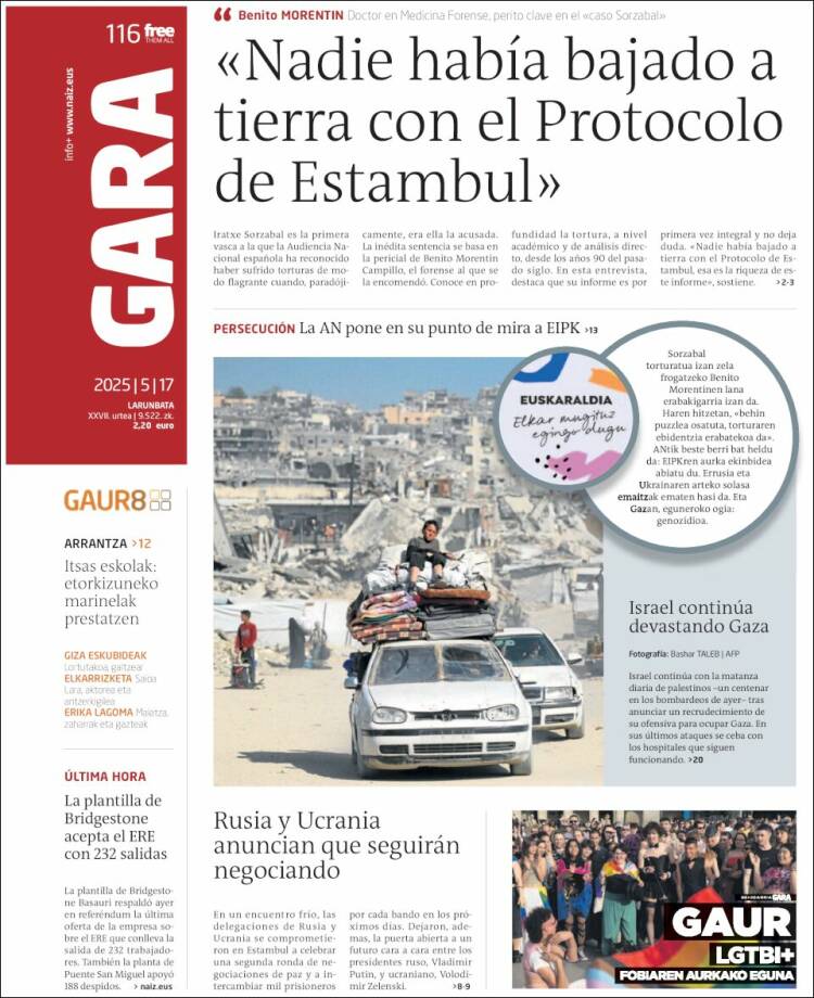 Portada de Gara (Espagne)