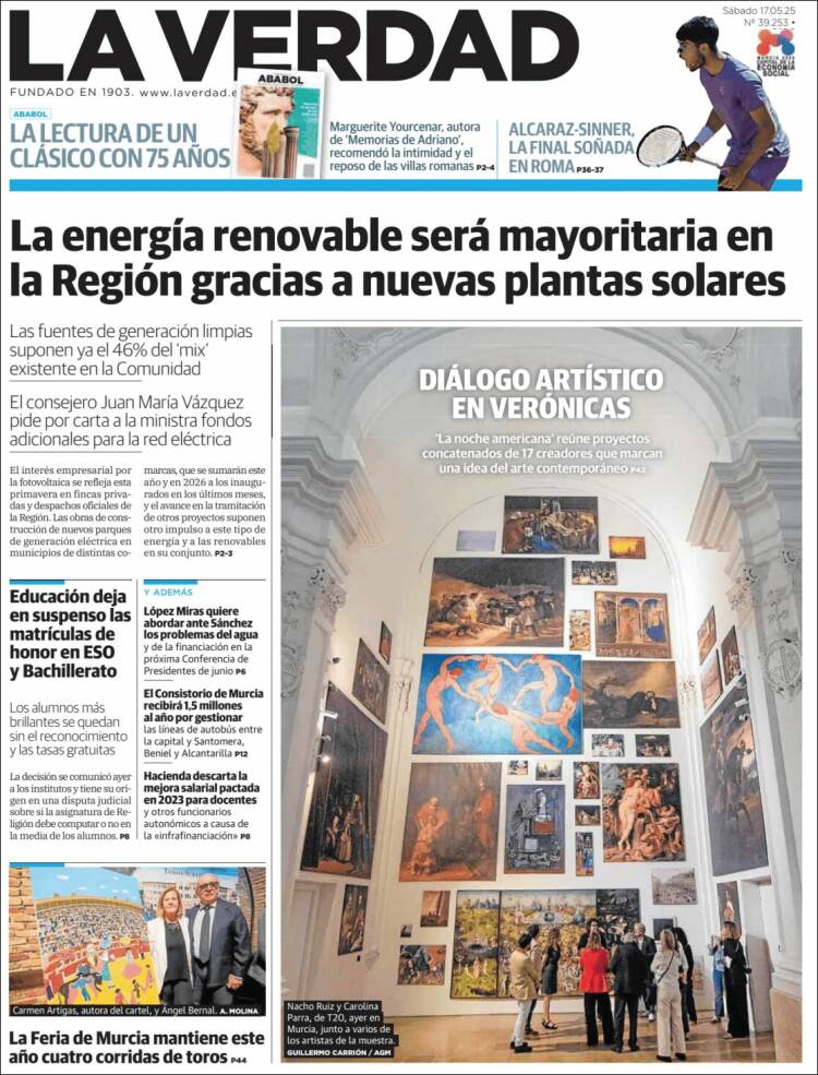 Portada de La Verdad de Murcia (Espagne)