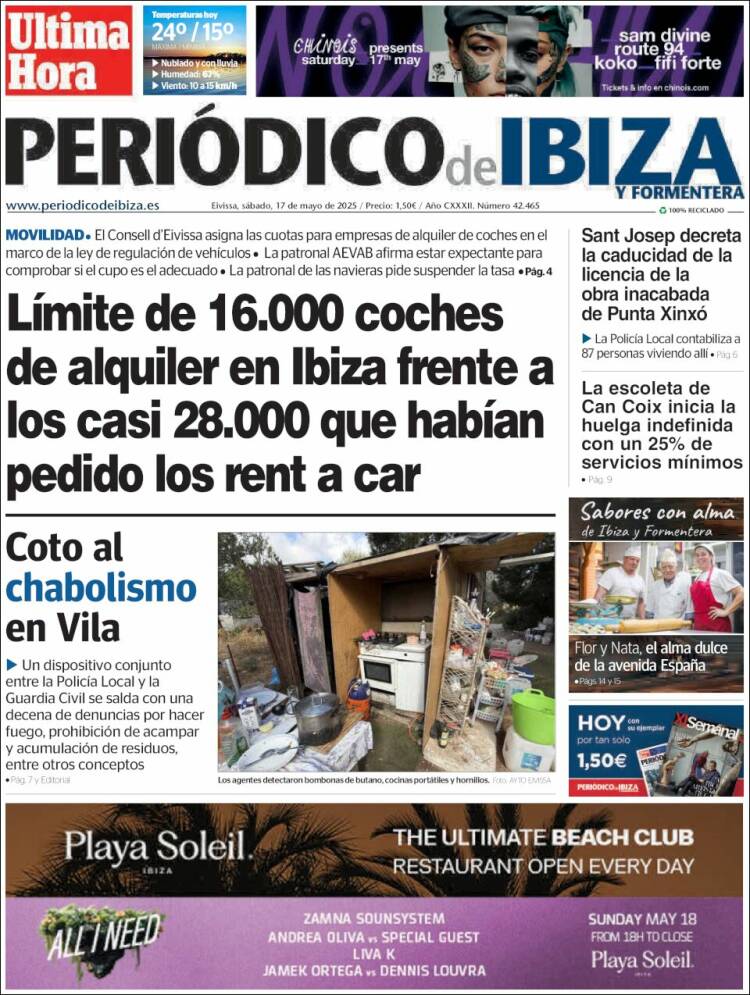 Portada de Periódico de Ibiza (España)