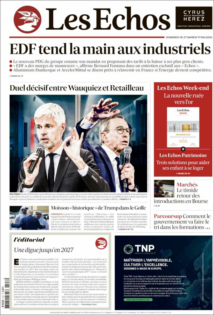 Portada de Les Echos (Francia)