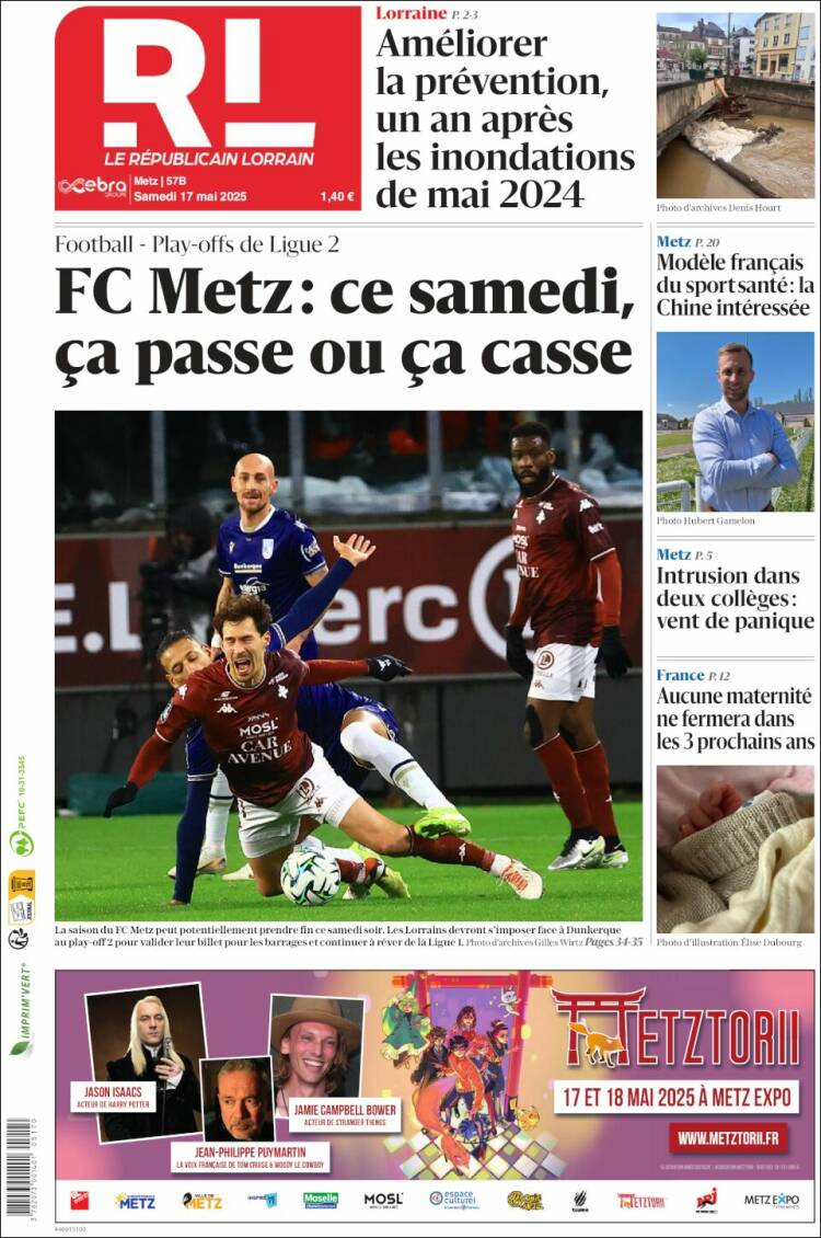 Portada de Le Republicain Lorrain (France)