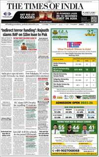 Portada de The Times of India (India)