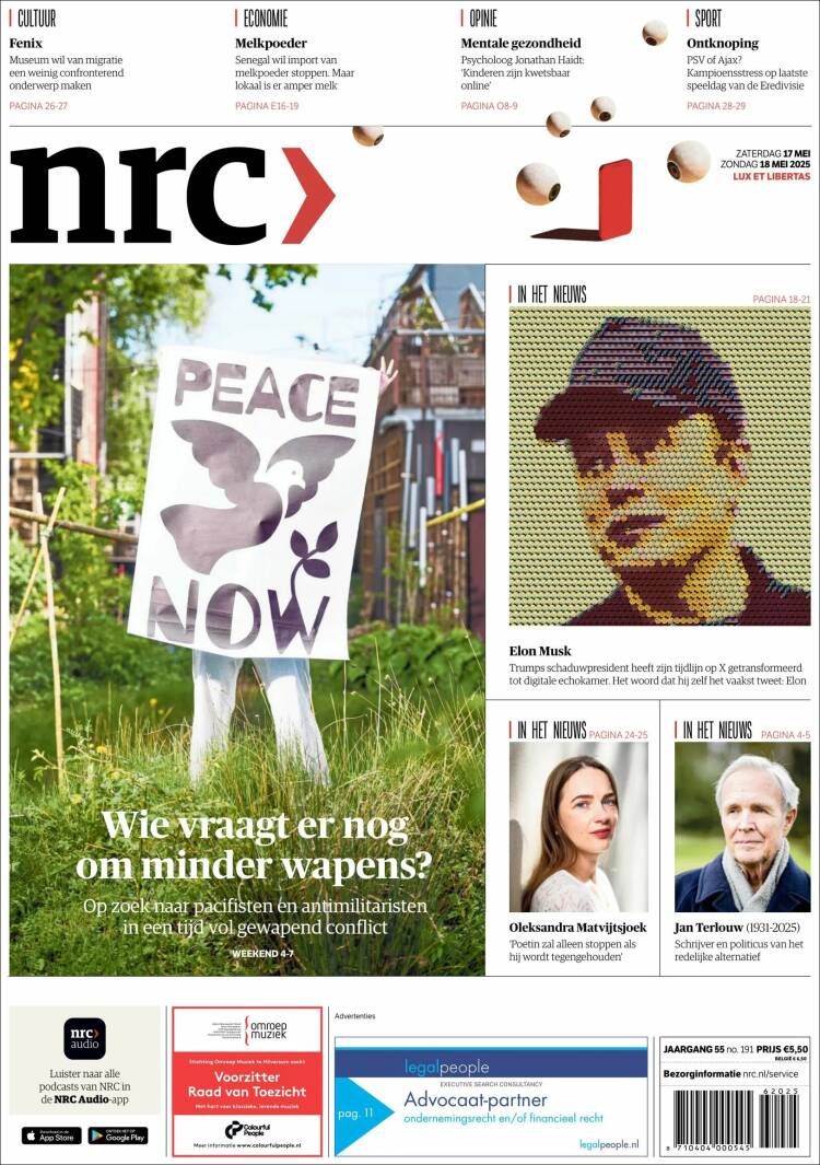 Portada de NRC Handelsblad (Países Bajos)