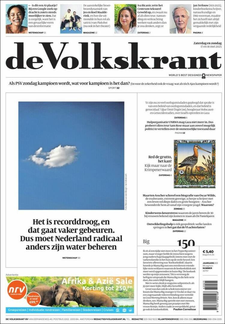 Portada de De Volkskrant (Países Bajos)