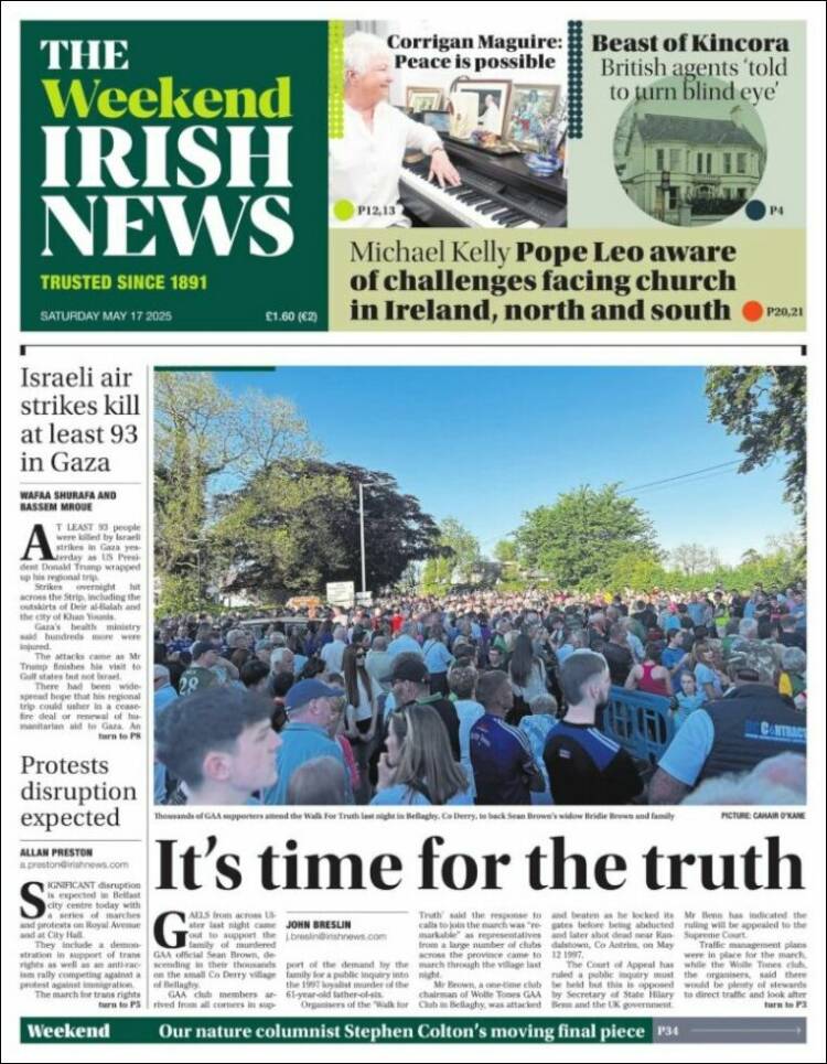 Portada de Irish News (Royaume-Uni)
