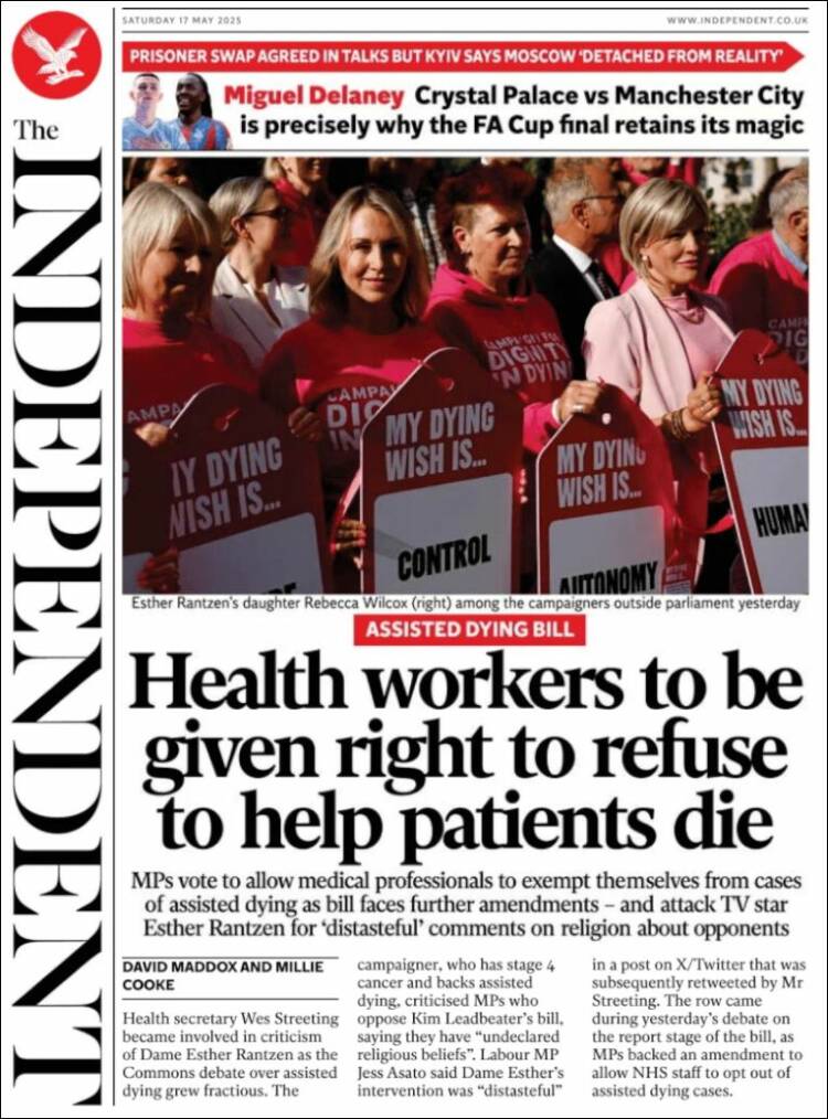 Portada de The Independent (Royaume-Uni)