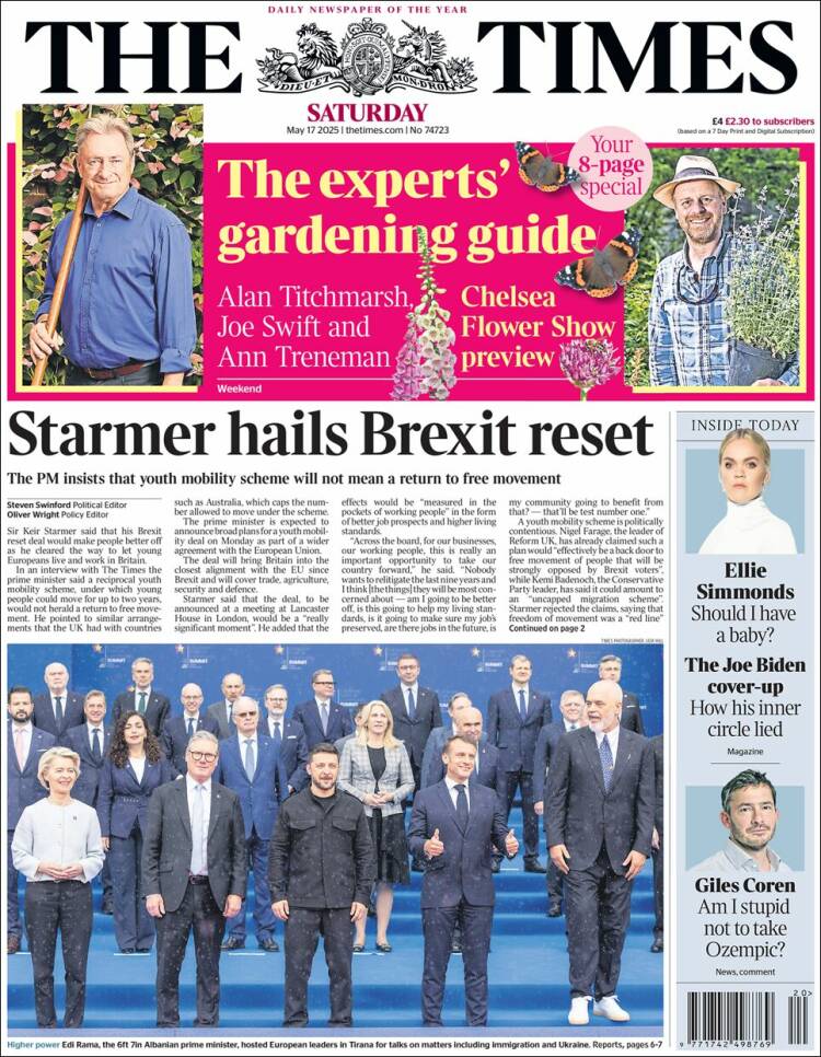 Portada de The Times (Royaume-Uni)
