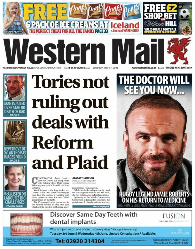 Portada de Western Mail (Royaume-Uni)