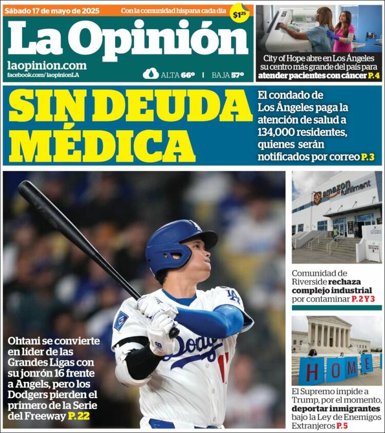 Portada de La Opinión (États-Unis)
