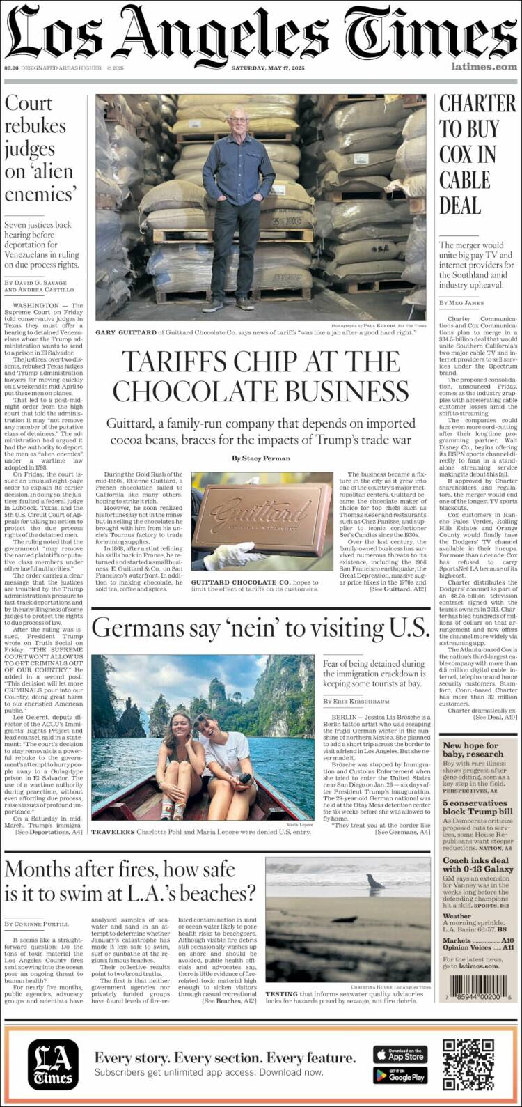 Portada de Los Angeles Times (USA)