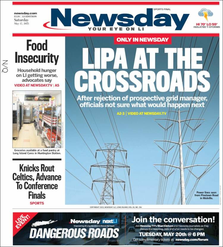 Portada de Newsday (USA)