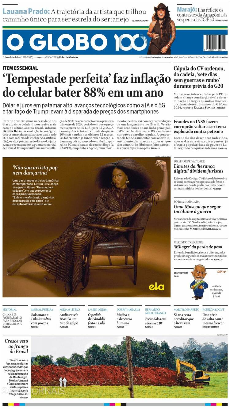 Portada de O Globo (Brésil)
