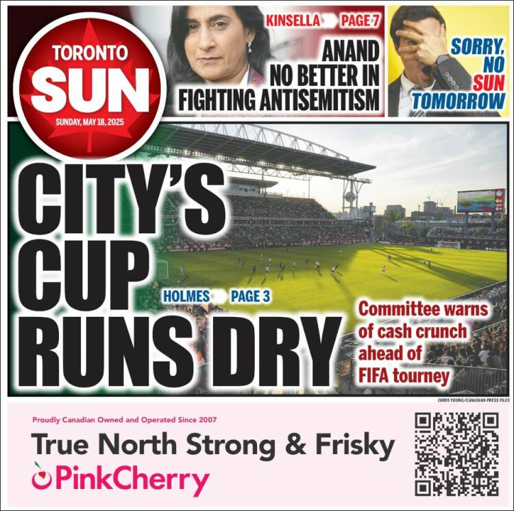 Portada de The Toronto Sun (Canadá)