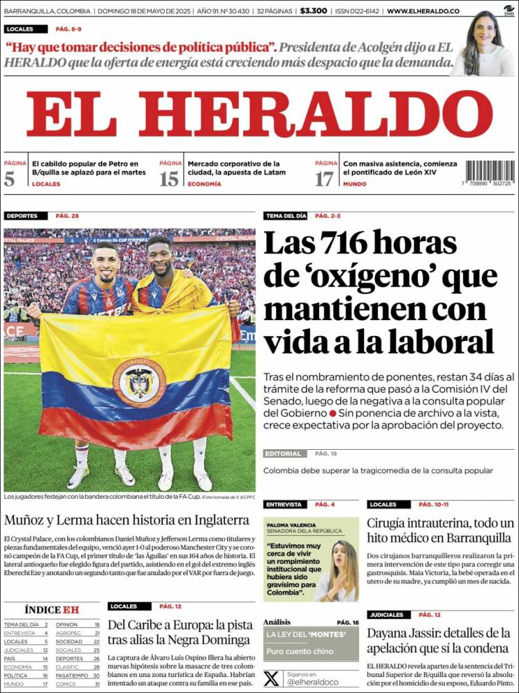 Portada de El Heraldo (Colombie)