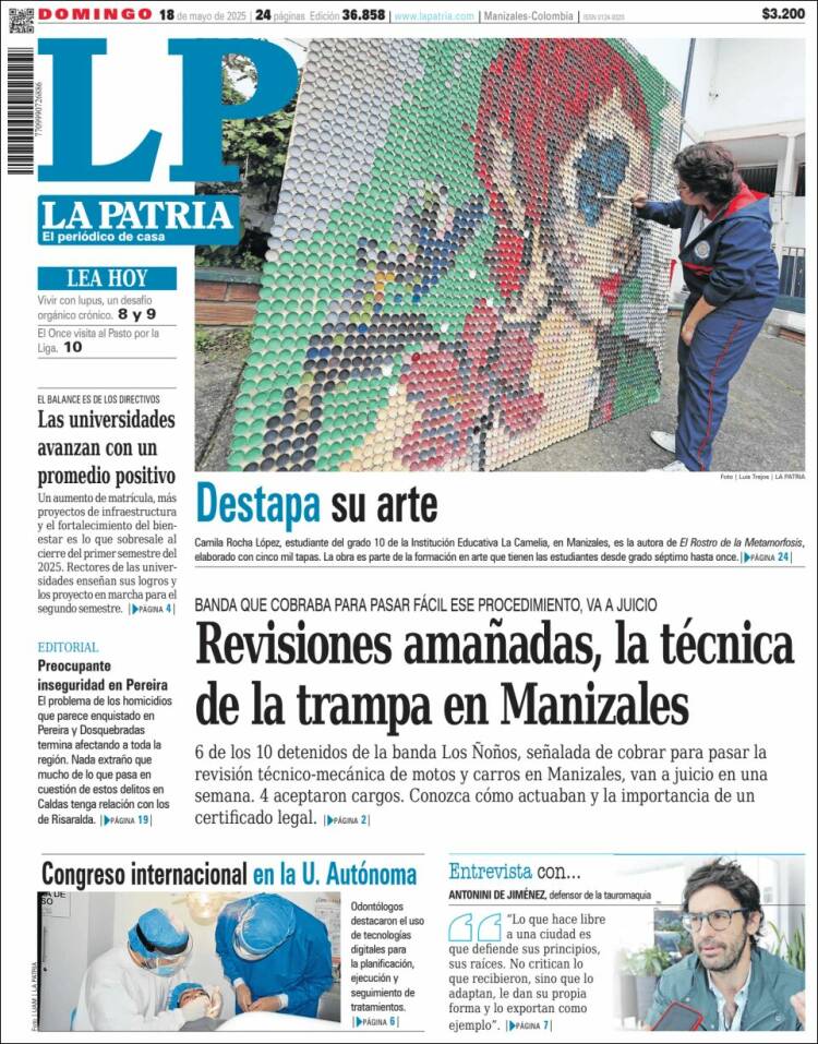 Portada de La Patria (Colombia)