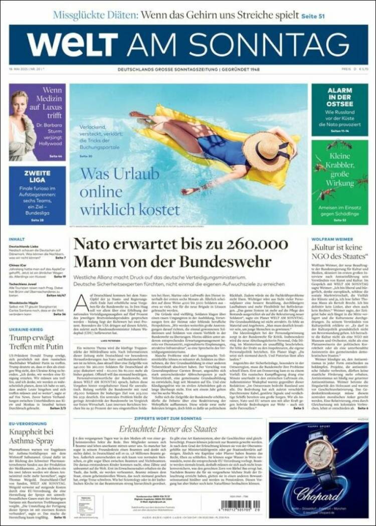 Portada de Die Welt (Allemagne)