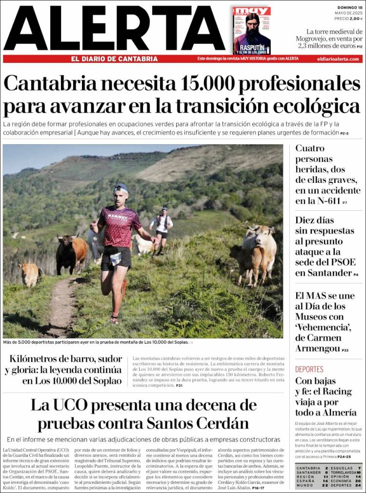 Portada de Alerta - El Diario de Cantabria (España)