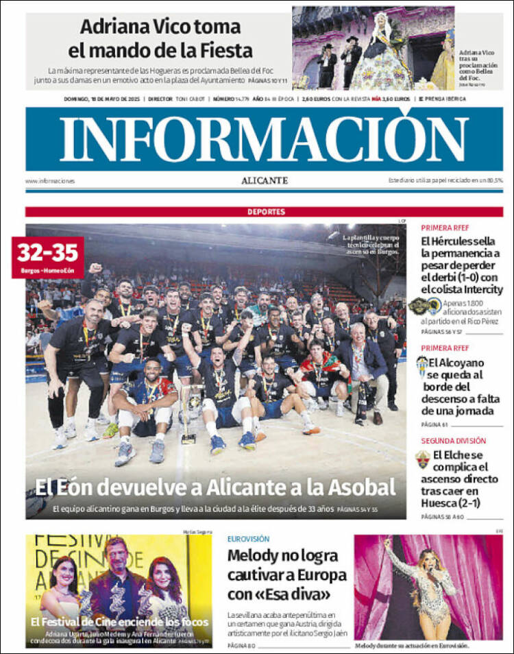 Portada de Diario Información (Espagne)