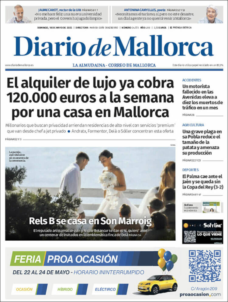 Portada de Diario de Mallorca (Espagne)