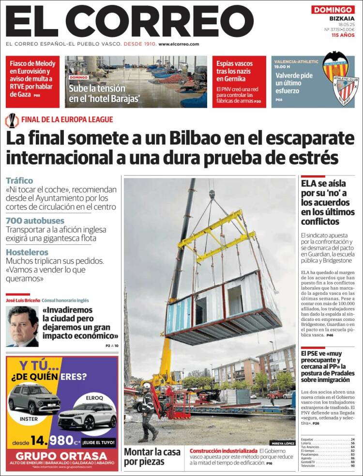 Portada de El Correo (España)