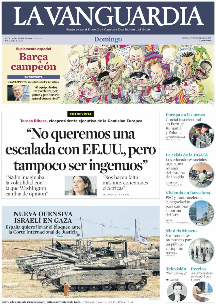 Portada de La Vanguardia (Espagne)
