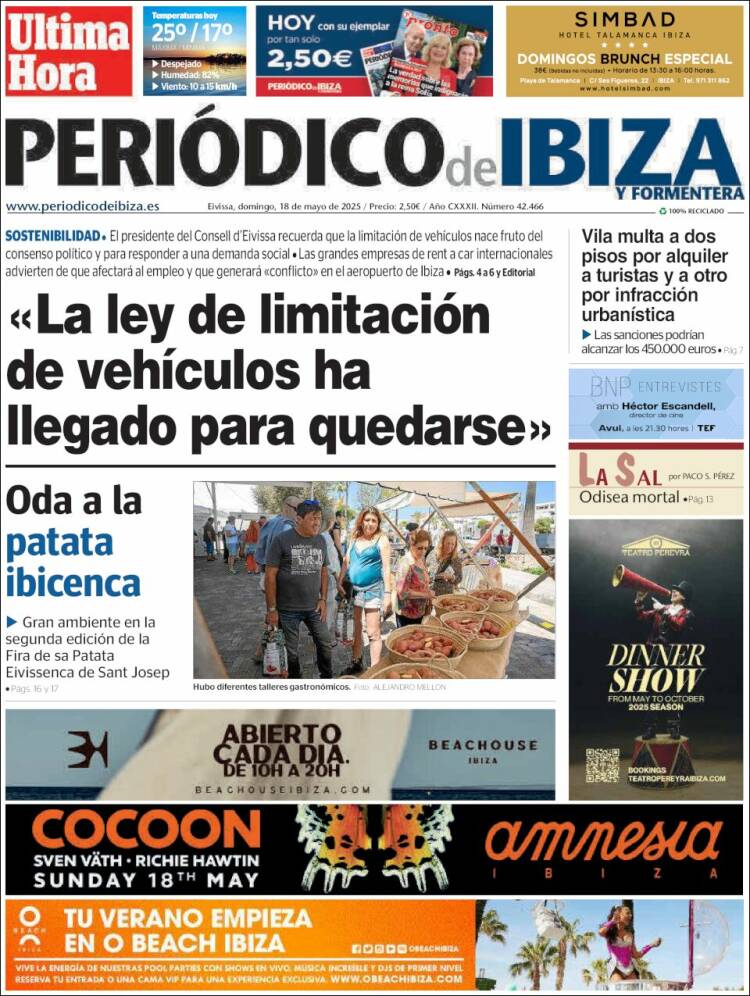 Portada de Periódico de Ibiza (Espagne)